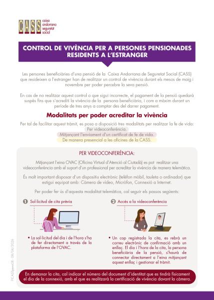 Control de vivència per a persona pensionades residents a l'estranger