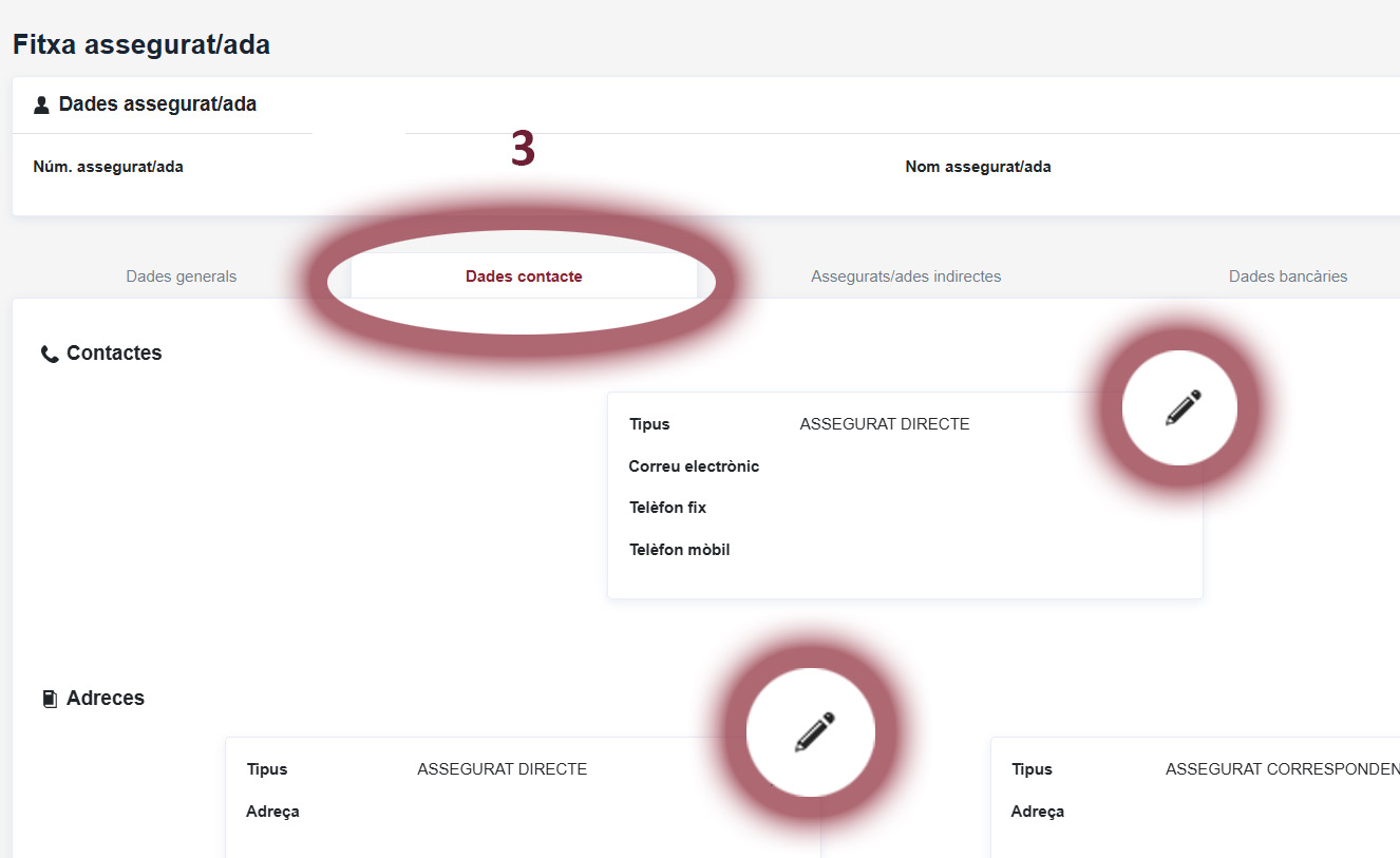 dades de contacte