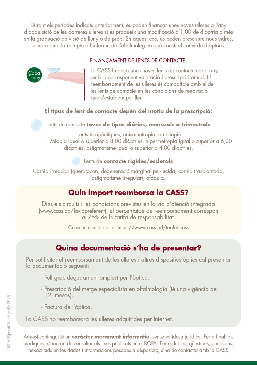 Reemborsament de les ulleres i altres dispositius òptics